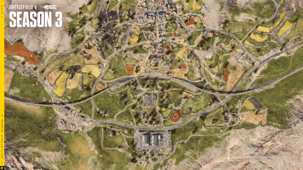 Aerial overview of Railway to Golmud map in Battlefield 6 Season 3